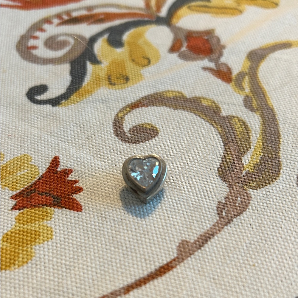 Heart-Shaped Silver Charm with Crystal